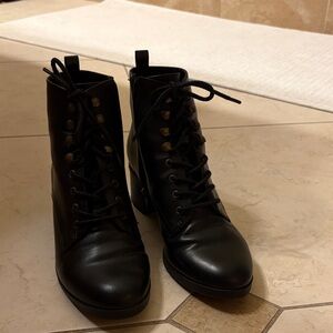 LOFT Black Lace-Up Combat Ankle Boots